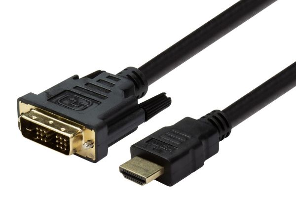 DYNAMIX C-HDMIDVI-2 - 2m HDMI Male to DVI-D Male (18+1) Cable. Single Link Max Res: 1080P@60Hz