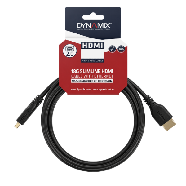 DYNAMIX C-HDMIHSE-5 - 5m HDMI 18Gbps Slimline High-Speed Cable w/ Ethernet. Max Res: 4K2K@24/60Hz
