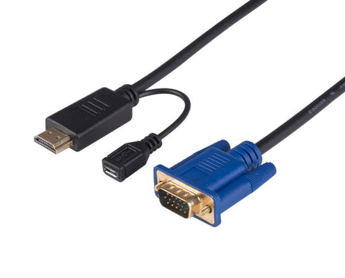 C-HDMIVGA-2M - DYNAMIX C-HDMIVGA-2M - 2m HDMI to VGA Cable Micro USB Female. Optional Power. No HDCP. HDMI 1.4