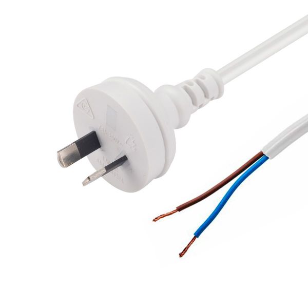 DYNAMIX C-PB2C75-2WH - 2M 2-Pin Plug to Bare End 2 Core 0.75mm Cable White Colour SAA Approved