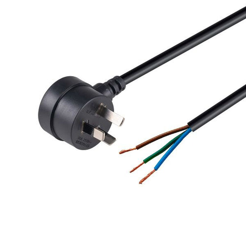 DYNAMIX C-PB3C10T-2 - 2M 3-Pin Tapon Plug to Bare End 3 Core 1mm Cable Black SAA Approved