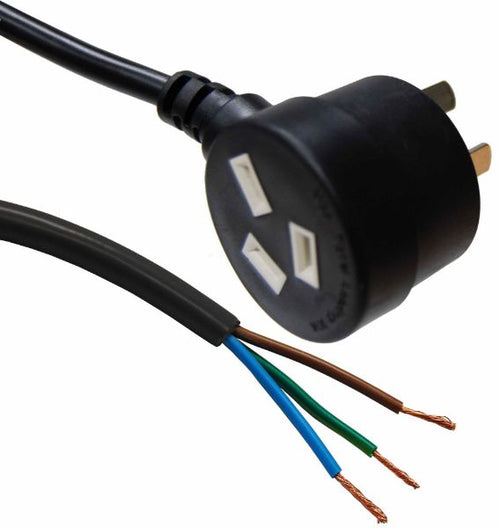 DYNAMIX C-PB3C10T-3 - 3M 3-Pin Tapon Plug to Bare End 3 Core 1mm Cable Black SAA Approved
