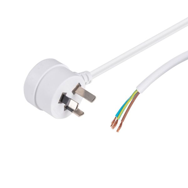 DYNAMIX C-PB3C10T-3WH - 3M 3-Pin Tapon Plug to Bare End 3 Core 1mm Cable White SAA Approved