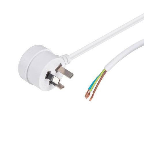 DYNAMIX C-PB3C10T-3WH - 3M 3-Pin Tapon Plug to Bare End 3 Core 1mm Cable White SAA Approved