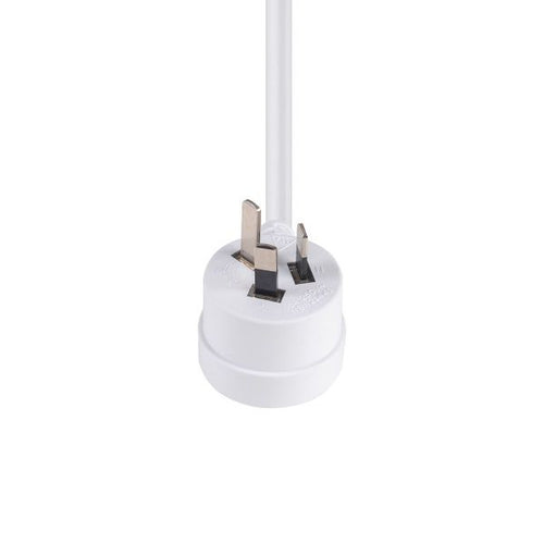 DYNAMIX C-PB3C10T-3WH - 3M 3-Pin Tapon Plug to Bare End 3 Core 1mm Cable White SAA Approved