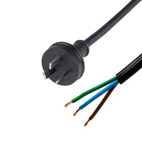 DYNAMIX C-PB3C15-2 - 2M 3-Pin Plug to Bare End 3 Core 1.5mm Cable Black Colour SAA Approved.