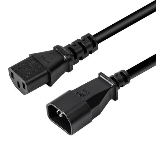 DYNAMIX C-POWERC-X02 - DYNAMIX 0.2M IEC Male to Female 10A SAA Approved Power Cord. (C14 to C13) 1.0mm copper core. BLACK Colour.