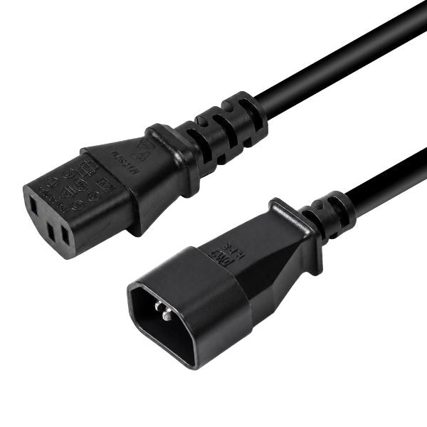C-POWERC-X3 - DYNAMIX 3M IEC Male to Female 10A SAA Approved Power Cord. (C14 to C13) 1.0mm copper core. BLACK Colour.