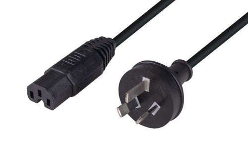 DYNAMIX C-POWERC15-1 - 1M 3-Pin to Notched C15 Rubber Flex SAA Approved Power Cable 1.0mm Copper Core Black