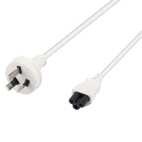 DYNAMIX C-POWERNCWH - 2M 3-Pin to C5 Clover Shaped Female Connector 7.5A. SAA approved Power Cord 0.75mm