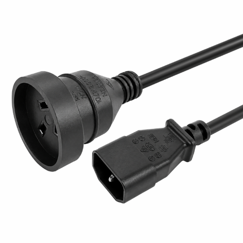 DYNAMIX C-POWERUPS - 0.5m 3-Pin Socket to IEC C14 Male Connector. 10A. Power Cord.