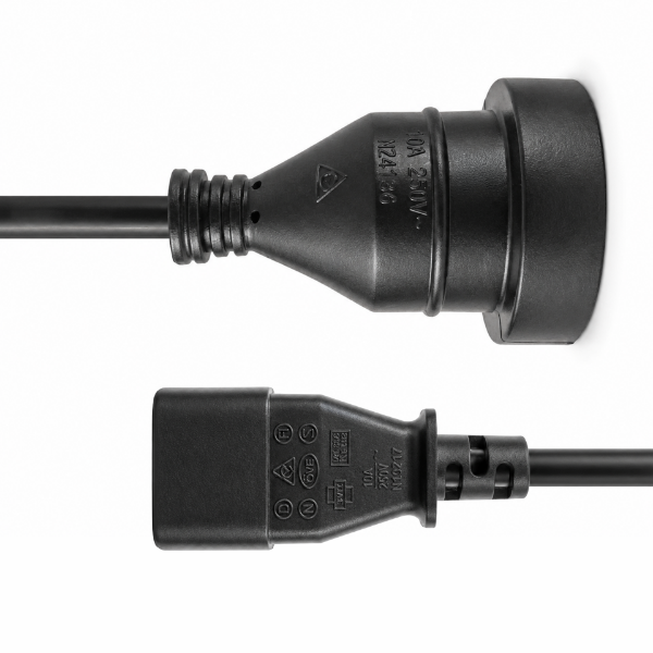 DYNAMIX C-POWERUPS - 0.5m 3-Pin Socket to IEC C14 Male Connector. 10A. Power Cord.