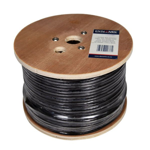 DYNAMIX C-RG6-152-BK - 152m Roll RG6 Shielded Cable. Black. 75ohm. 18AWG solid core. Foil & braid shield.