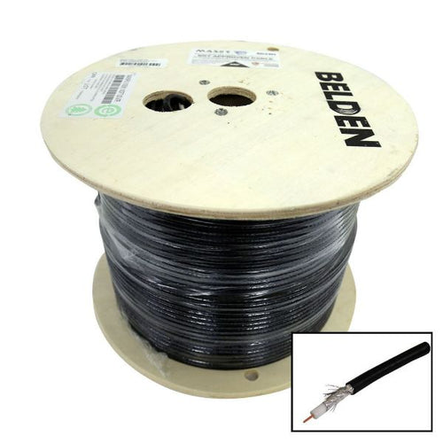 DYNAMIX C-RG6-305 - 305m Roll RG6 Shielded Cable Black 75ohm 18AWG Solid Core Foil/Braid Shield SKY APPROVED