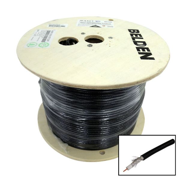 DYNAMIX C-RG6-305 - 305m Roll RG6 Shielded Cable Black 75ohm 18AWG Solid Core Foil/Braid Shield SKY APPROVED