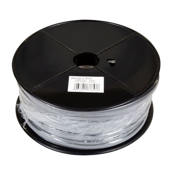 C-RJ11-R101 - DYNAMIX 100m Roll 6-Wire Flat Cable 28 AWG, Silver colour