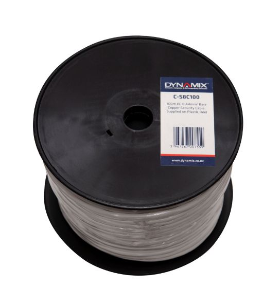 DYNAMIX C-S8C100 - 100m 8C 0.44mm Bare Copper Security Cable Supplied on Plastic Reel