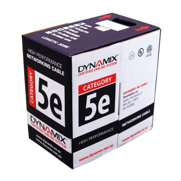 DYNAMIX C-STP-SLD - 305m Cat5E White F/UTP Solid Shielded Cable Roll 100MHz 24AWGx4P PVC CM UL Rated