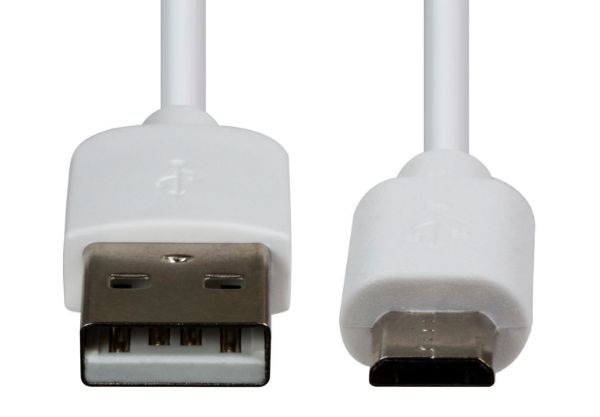 DYNAMIX C-U2AMICB-2WH - 2m USB 2.0 Micro-B Male to USB-A Male Connectors Colour White