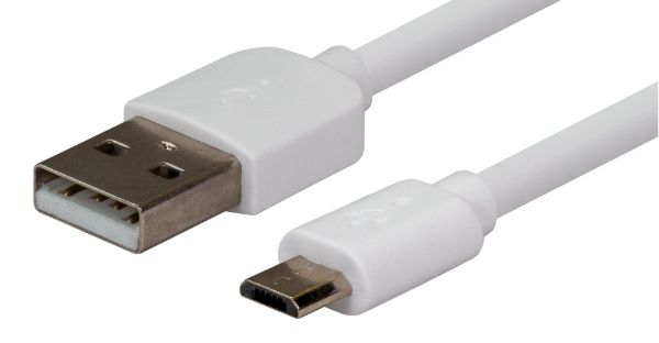 DYNAMIX C-U2AMICB-5WH - 5m USB 2.0 Micro-B Male to USB-A Male Connectors Colour White