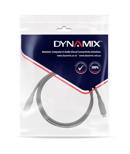 DYNAMIX C-U3-1CC-2 - 2M 60W USB 3.1 USB-C Male to USB-C Male Cable 5V/3A Gen1 (Up to 5Gbps).