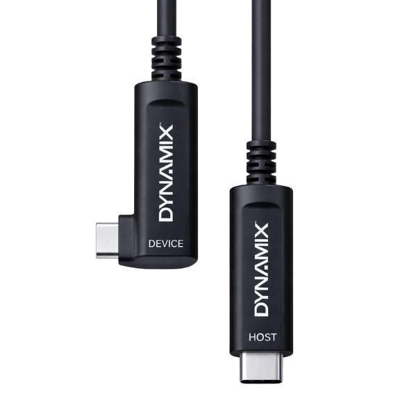 C-U32-LLRA-CC-10 - DYNAMIX C-U32-LLRA-CC-10 - 10M USB 3.2 Right-Angled Type C to C Hybrid Active Opti Cable