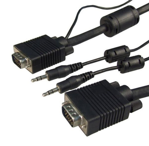 DYNAMIX C-VABK-MM3 - 3m VGA Male/Male Cable w/ 3.5mm Male/Male Audio Leads 450mm. BLACK Colour