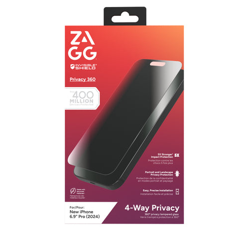 Zagg InvisibleShield iPhone 16 Pro Max Glass Elite Privacy 360