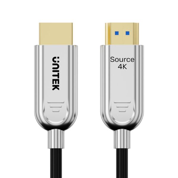UNITEK C11092A-30M - 30m HDMI 4K Fibre Optic 2.0 Cable w/ 24K Gold-plated Connectors. Supports HDR ARC