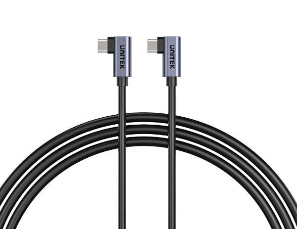 UNITEK C14147A-1M - 1m 100W Right Angle USB-C to Right Angle USB-C Cable. PD3.0/QC3.0 Fast Charging