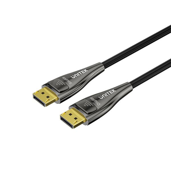 C1631ABK01-20M - UNITEK C1631ABK01-20M - 20M 8K Fiber Optic DisplayPort 2.1 Supports 54Gbps Bandwidth Up To 8K@120Hz