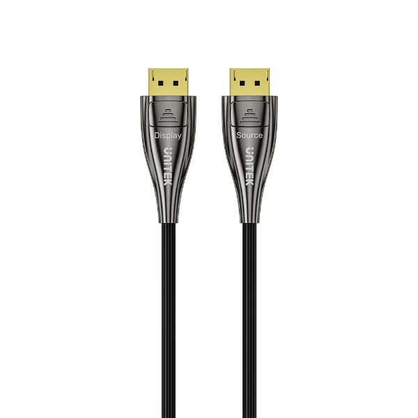 C1631ABK01-20M - UNITEK C1631ABK01-20M - 20M 8K Fiber Optic DisplayPort 2.1 Supports 54Gbps Bandwidth Up To 8K@120Hz