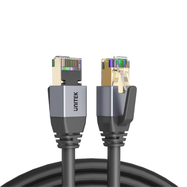 UNITEK C18149AGY03-1M - 1M CAT8 Black SSTP 26AWG Patch Lead in PVC Jacket Supports 40 Gigabit Ethernet