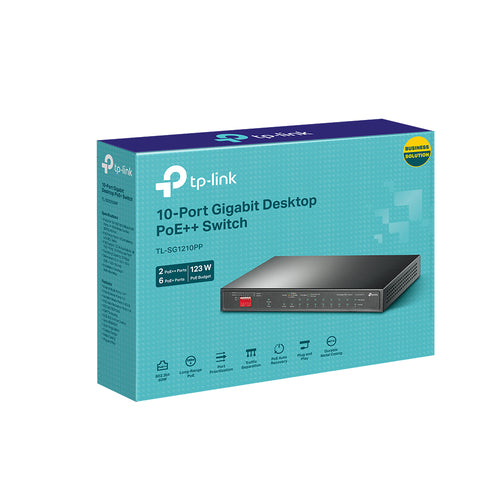 TP-Link TL-SG1210PP - TP LINK 10-Port Gigabit Desktop Switch with 6-Port PoE+ and 2-Port PoE++