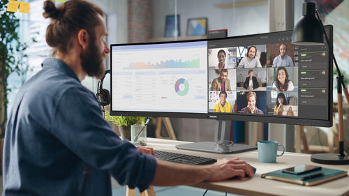 49B2U6900CH/75 - PHILIPS 49B2U6900CH/75 49" 32:9 CURVE DUAL QHD,HDMI,DP,USB-C DOCK,RJ45,AI CAM,SPKR,4YR