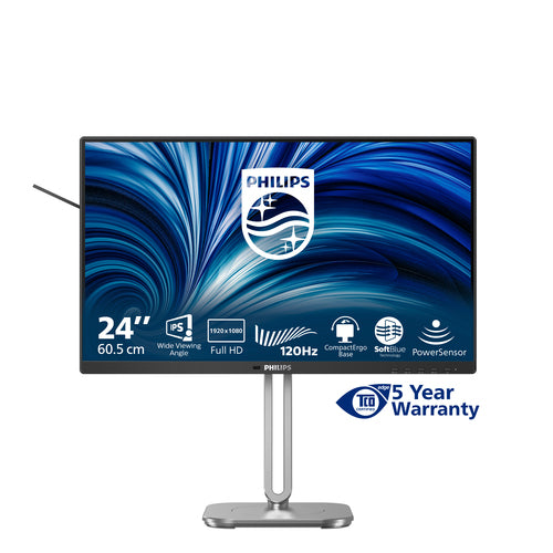 24B2N4200/75 - PHILIPS 24B2N4200/75 23.8" 16:9 1080P FHD IPS LED 120HZ,4MS,VGA,HDMI,DP,H/ADJ,SPKR,4YR
