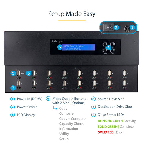 USBDUPE115 - STARTECH.COM STANDALONE 1 TO 15 USB THUMB DRIVE DUPLICATOR & ERASER, 2 YR