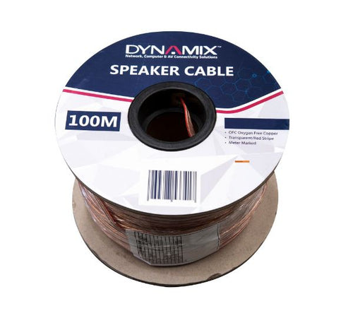 DYNAMIX CA-SPK14-100 - 100m 14AWG/2.08mm Speaker Cable OFC 42/0.25BCx2C Clear PVC Insulation OD: 3.5 x 7.0mm
