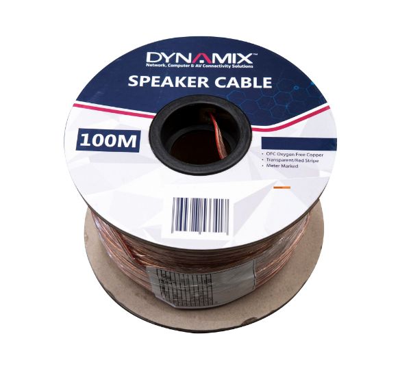 DYNAMIX CA-SPK14-100 - 100m 14AWG/2.08mm Speaker Cable OFC 42/0.25BCx2C Clear PVC Insulation OD: 3.5 x 7.0mm