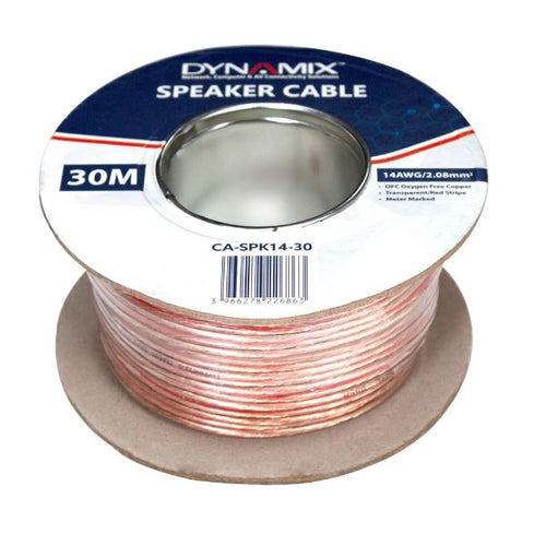 DYNAMIX CA-SPK14-30 - 30m 14AWG/2.08mm Speaker Cable OFC 42/0.25BCx2C Clear PVC Insulation OD: 3.5 x 7.0mm