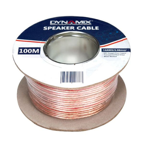 DYNAMIX CA-SPK14-50 - 50m 14AWG/2.08mm Speaker Cable OFC 42/0.25BCx2C Clear PVC Insulation OD: 3.5 x 7.0mm