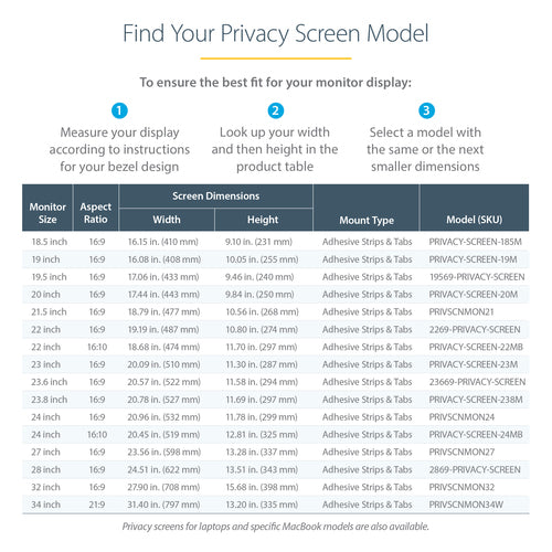 STARTECH.COM 28" 16:9 COMPUTER MONITOR PRIVACY FILTER, ANTI-GLARE PRIVACY SCREEN FILTER 2Y