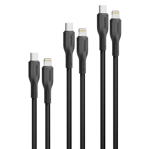 CABLEKIT-CI - PROMATE CABLEKIT-CI - 3-Piece 60W PW USB-C to Lightning Cable Kit Includes 0.3M 1.2M & 2M