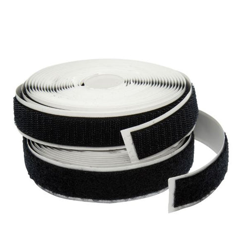 DYNAMIX CABSAV20-5 - Self Adhesive Hook & Loop Strap 5M x 20mm 1x Female & 1x Male Roll in Pack. Black