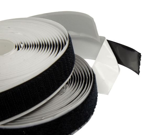 DYNAMIX CABSAV20-5 - Self Adhesive Hook & Loop Strap 5M x 20mm 1x Female & 1x Male Roll in Pack. Black