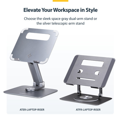 STARTECH.COM ROTATING LAPTOP STAND, 360 SWIVEL, ERGONOMIC DESK RISER, 5 YR