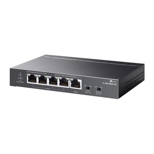 TP-Link TL-SG1005P-PD - TP Link 5-Port Gigabit Desktop PoE+ Switch with 1-Port PoE++ In and 4-Port PoE+Out