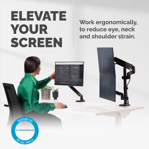 8043401 - Fellowes Monitor Arm Platinum Dual Stacking