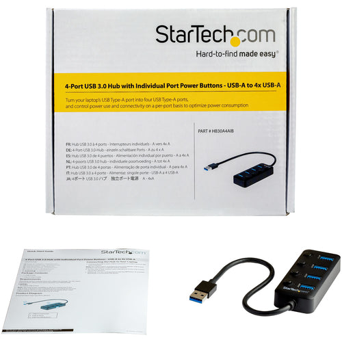 StarTech.com HB30A4AIB - Hub - USB 3 4-Port with On/Off Switches