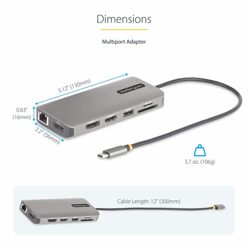 STARTECH.COM USB-C TRIPLE-MONITOR MULTIPORT ADAPTER, HDMI/DP/CARD READER, 3 YR